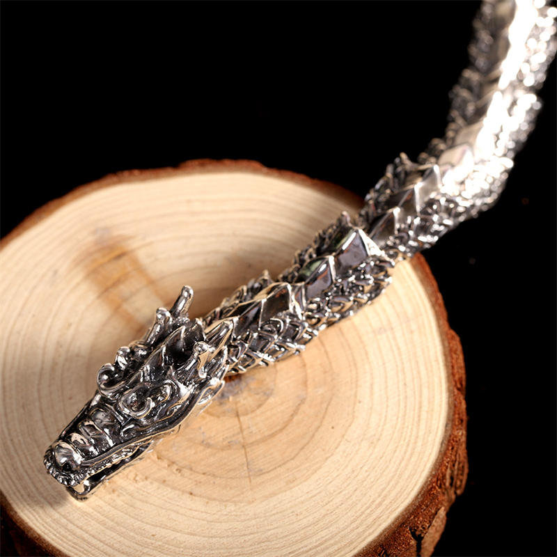 Buddha Stones Braccialetto in argento sterling 925 con drago, fortuna e successo - image 3