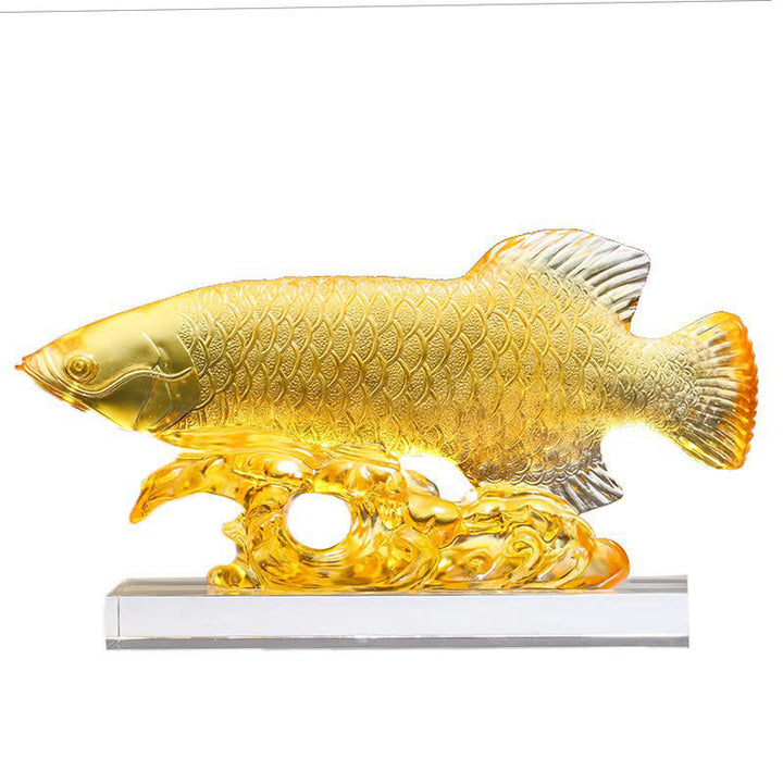 Pezzo d'arte fatto a mano in cristallo Liuli Koi Fish, decorazione per ufficio e casa - image 14