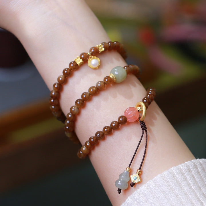 Collana con braccialetto di giada a forma di farfalla e zucca, portafortuna e prosperità