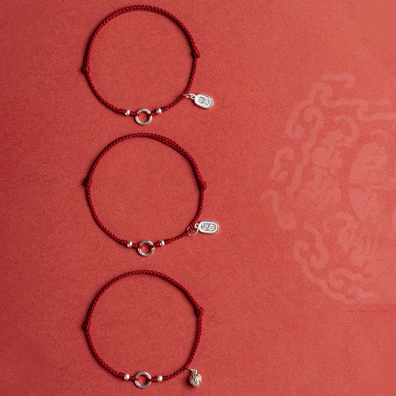 Braccialetto in corda rossa con fibbia in argento sterling 925 Buddha Stones Lucky Fortune Peace Joy Lotus Peace - image 14