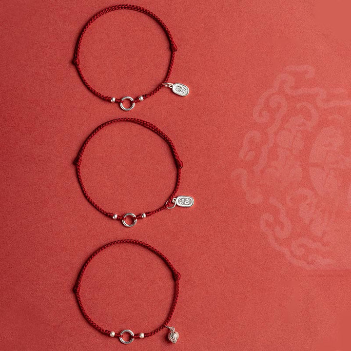 Braccialetto in corda rossa con fibbia in argento sterling 925 Buddha Stones Lucky Fortune Peace Joy Lotus Peace - image 14