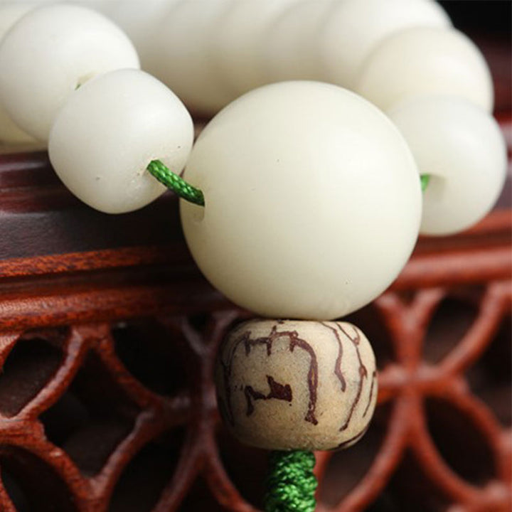 Collana con bracciale in giada bianca Bodhi Lotus Mala Harmony Buddha Stones - image 10