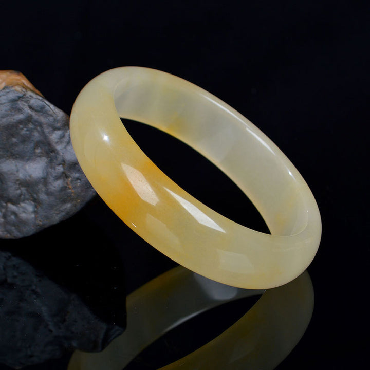 Braccialetto di giada naturale di seta dorata e fortuna - 62 mm - image 0