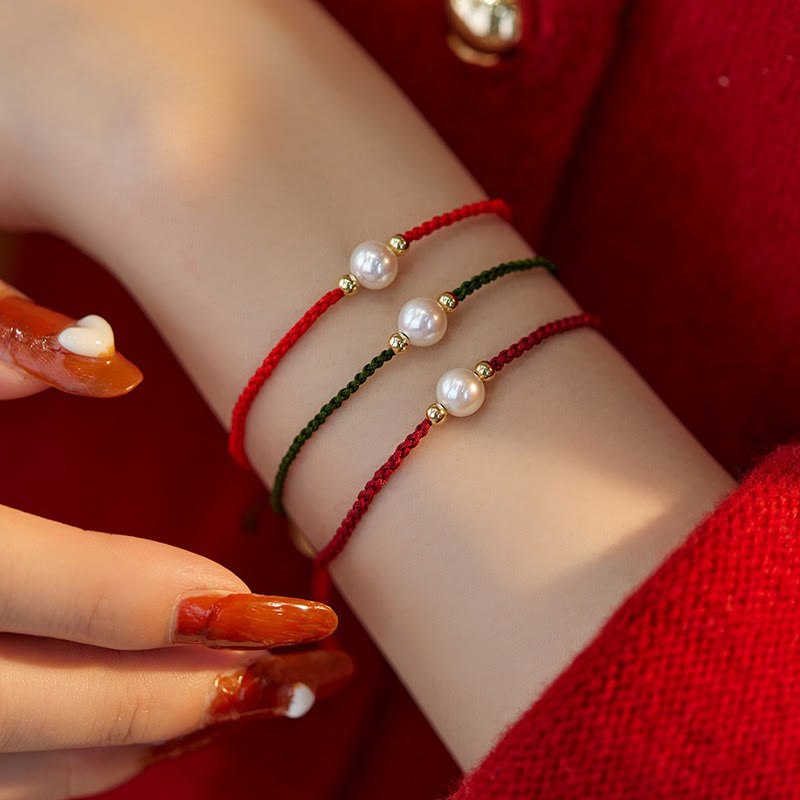 Braccialetto con treccia di perle naturali Buddha Stones Luck String