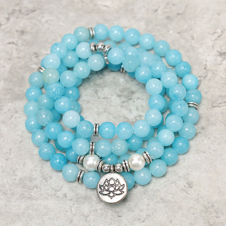 Braccialetto Mala di loto con pietra di amazzonite naturale Buddha Stones - image 0