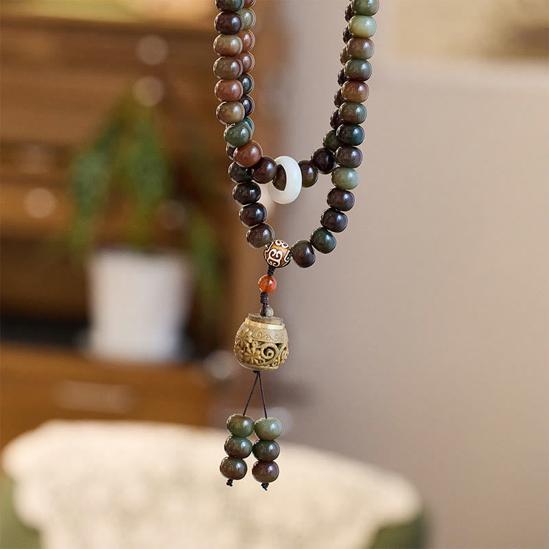 Buddha Stones 108 Mala Beads Dunhuang Color Bodhi Seed Dzi Bead Keep Away Evil Spirits Bracciale
