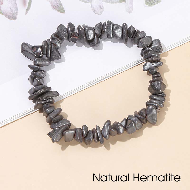 Braccialetto lenitivo con pietra di cristallo naturale di forma irregolare - Ematite naturale (circonferenza del polso: 15-16 cm) - image 54