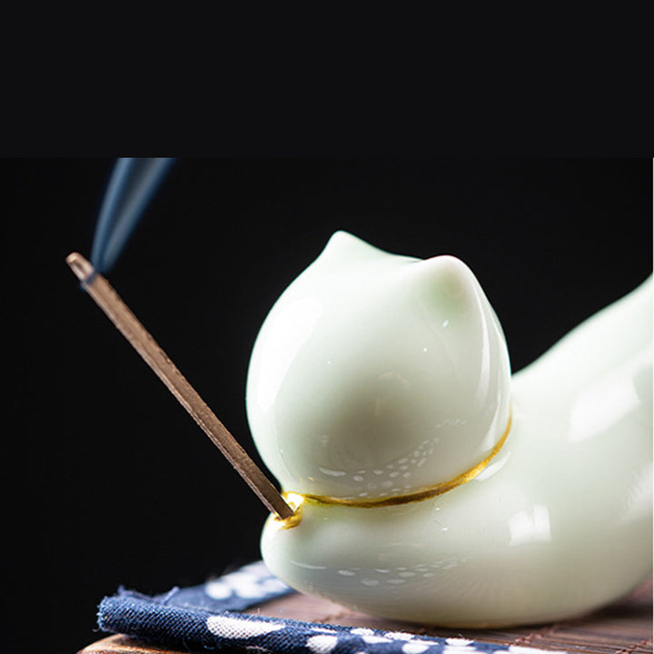 Decorazione per bruciatore di incenso in ceramica con gatto e panda, per benedizione - image 12