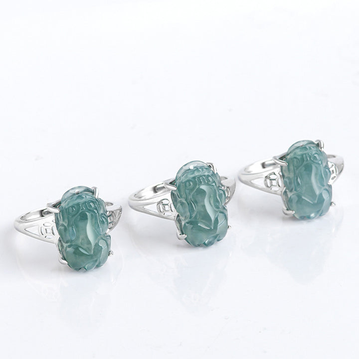 Anello di fortuna in argento sterling 925 Buddha Stones, Fengshui, ricchezza, prosperità, giada PiXiu - image 15