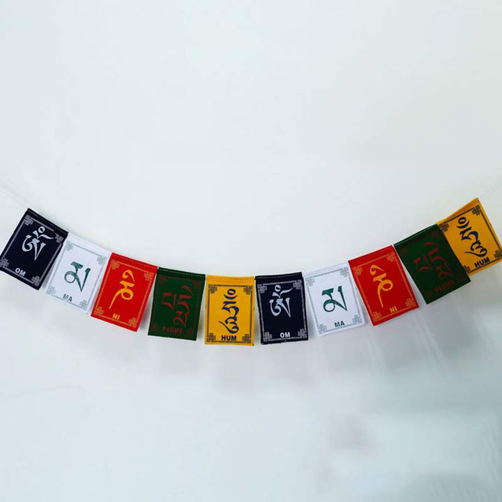 Bandiera decorativa per auto con la benedizione tibetana del cavallo a vento Om Mani Padme Hum, ideale per esterni, con preghiera e decorazione per auto. - image 5