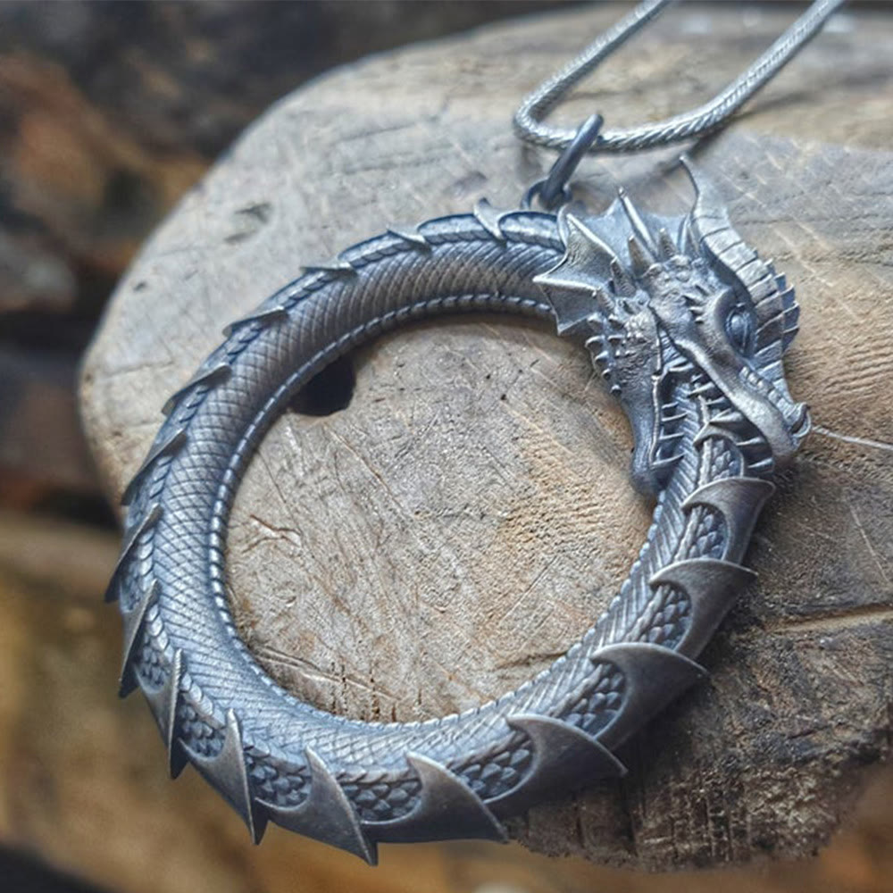 Collana con ciondolo di protezione del serpente drago in stagno puro Buddha Stones - image 5