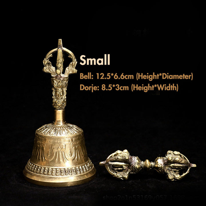 Set di campane per meditazione tibetane Buddha Stones e decorazioni in rame Vajra Dorje - Oro - Piccolo - image 13
