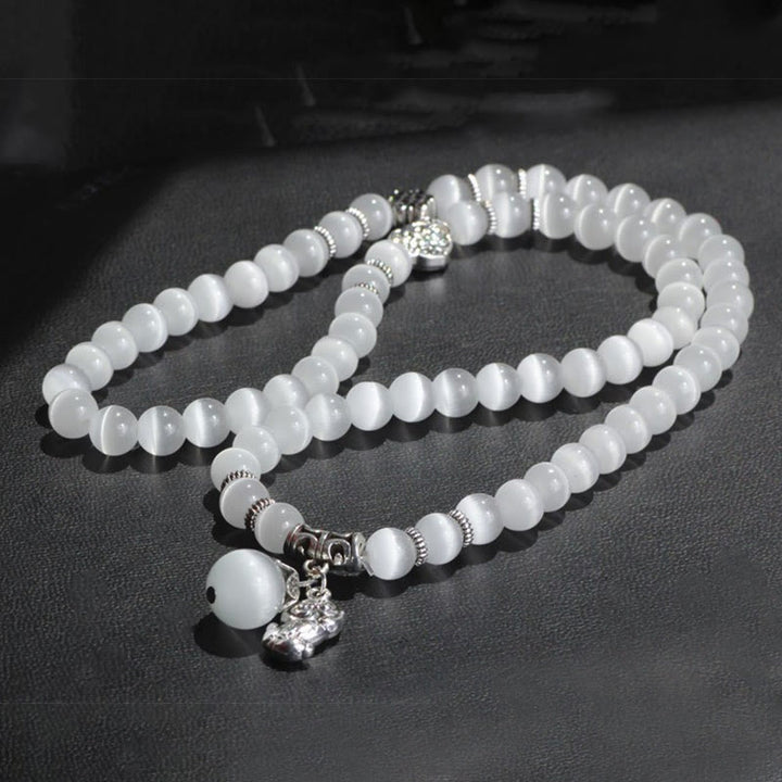 Braccialetto triplo avvolgente con supporto PiXiu Cat Eye Buddha Stones