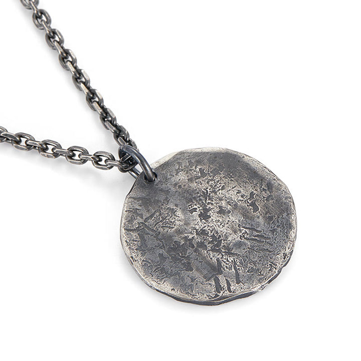 Buddha Stones 990 Sterling Silver Yin Yang Hammer Texture Collana con ciondolo Armonia - image 7