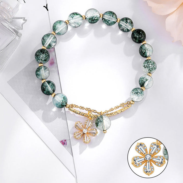 Braccialetto con ciondolo Buddha Stones Green Phantom Crystal Confidence