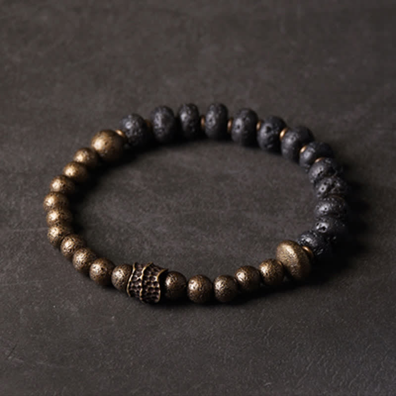 Bracciale rigido con polsino in pietra lavica e rame Balance