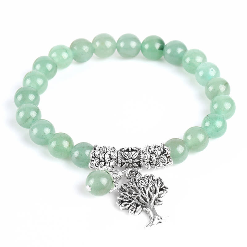 Braccialetto elastico portafortuna con albero della vita in pietra preziosa naturale Buddha Stones