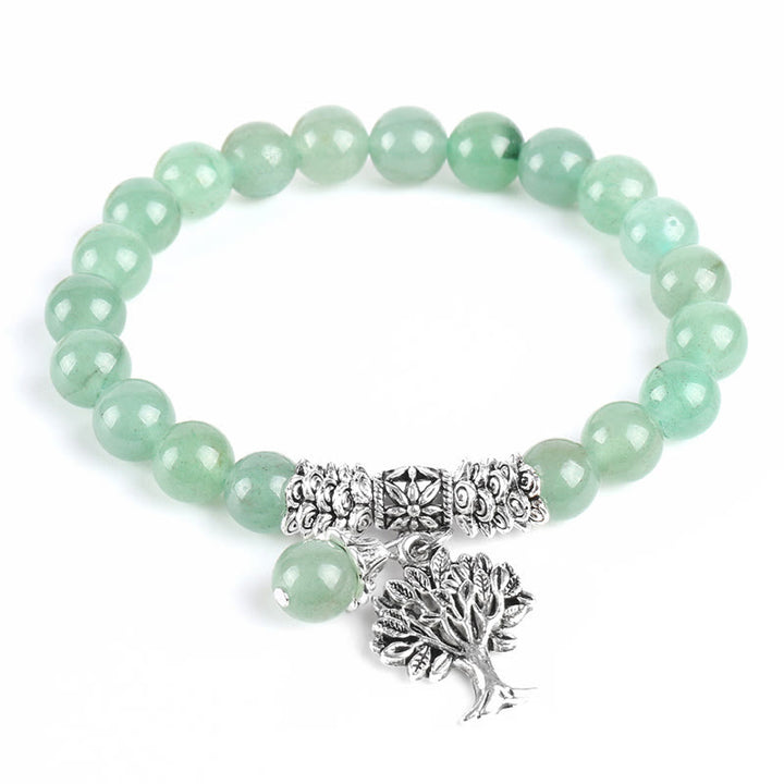 Braccialetto elastico portafortuna con albero della vita in pietra preziosa naturale Buddha Stones
