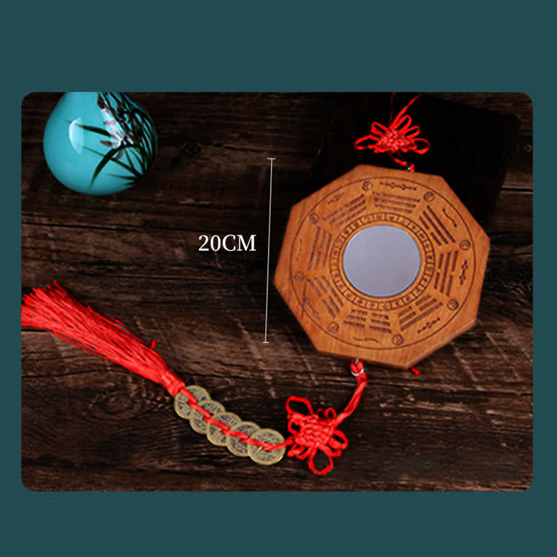 Mappa Feng Shui Bagua Legno di pesco Cinque monete imperatore Bilancia cinese Nodo Mappa energetica Specchio - image 12