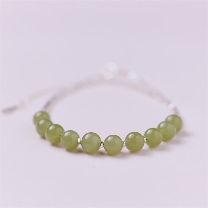 Bracciale con catena portafortuna in argento sterling 925 con perline di giada Hetian Buddha Stones - image 1