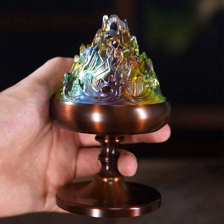Bruciatore di incenso per meditazione curativa Liuli Crystal Mountain