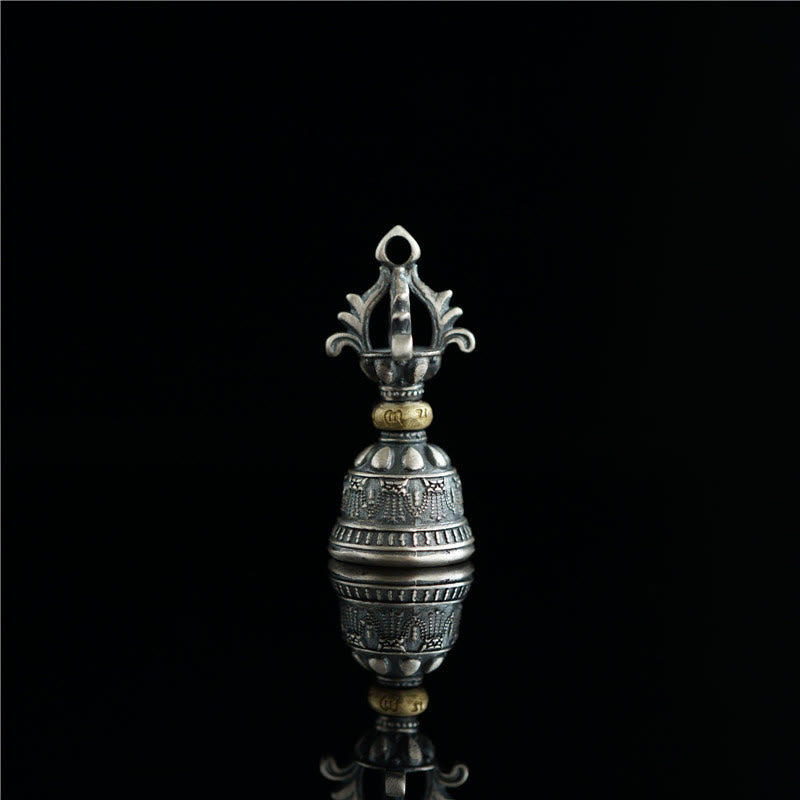 Buddha Stones Tibet 925 Sterling Silver Om Mani Padme Hum Dorje Campana Vajra Inciso Illuminazione Ciondolo Appeso Decorazione - image 6