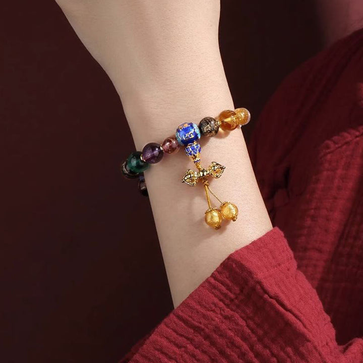 Buddha Stones Tibetano Incenso Colorato Cenere Perline di Vetro Liuli Om Mani Padme Hum Dorje Vajra 18 Perline Polso Mala