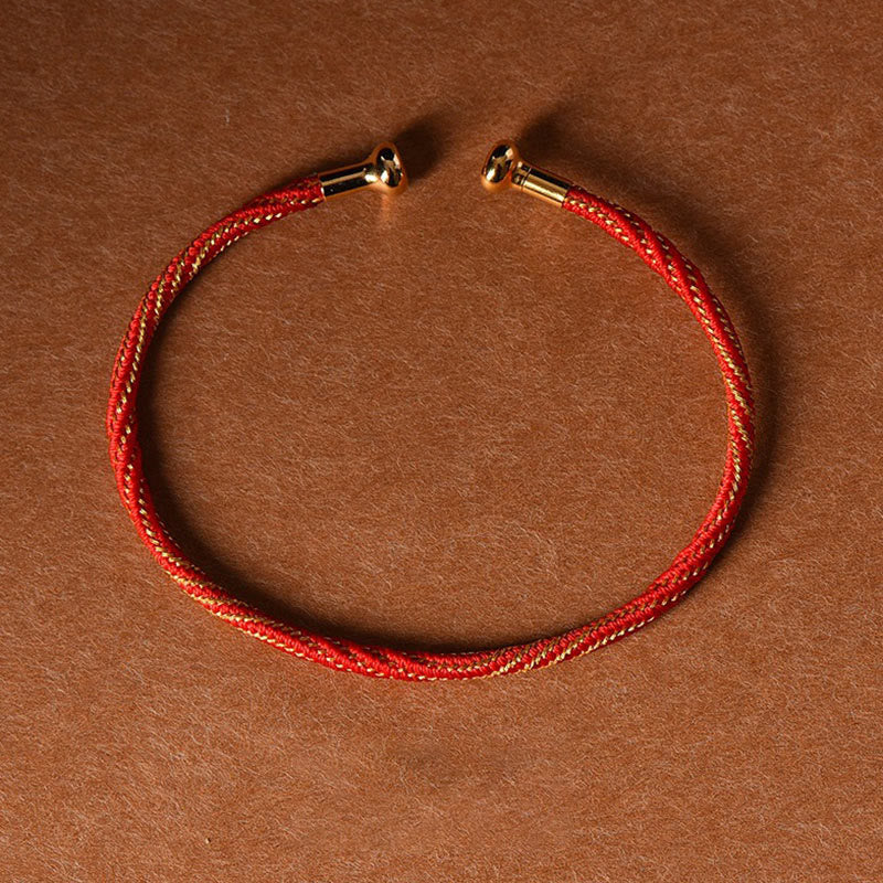 Braccialetto con polsino in corda intrecciata con design semplice fatto a mano Buddha Stones - Oro rosso - image 15