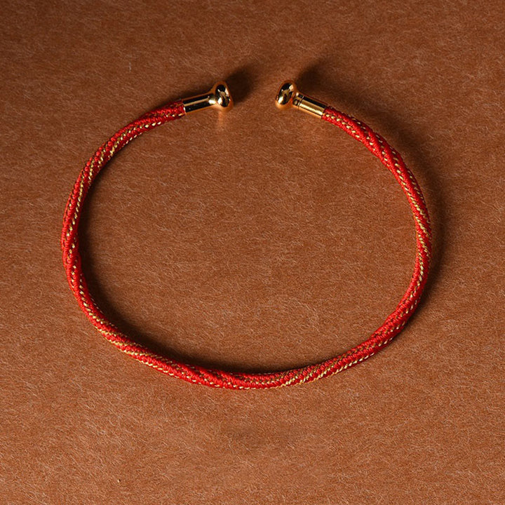 Braccialetto con polsino in corda intrecciata con design semplice fatto a mano Buddha Stones - Oro rosso - image 15