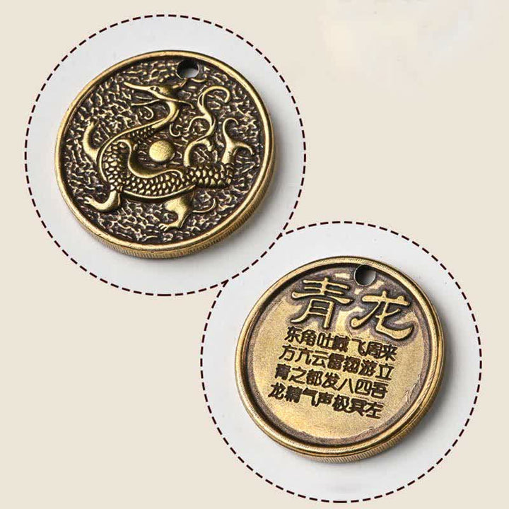 Buddha Stones Quattro Simboli Drago Azzurro Tigre Bianca Uccello Vermiglio Tartaruga Nera Portachiavi