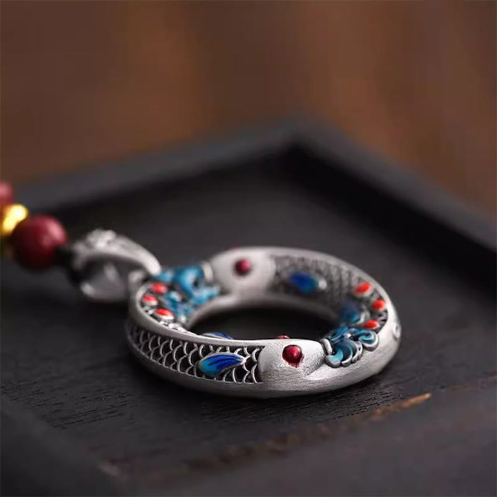 Buddha Stones Koi Fish Peace Buckle Rame Ricchezza Fortuna Collana Pendente
