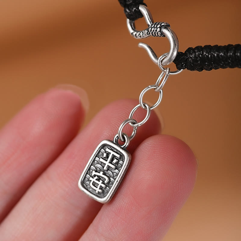 Braccialetto Buddha Stones 999 Sterling Silver Fu Character Peace Buckle Copper Coin Nuvole di Buon Auspicio Fortuna - image 5