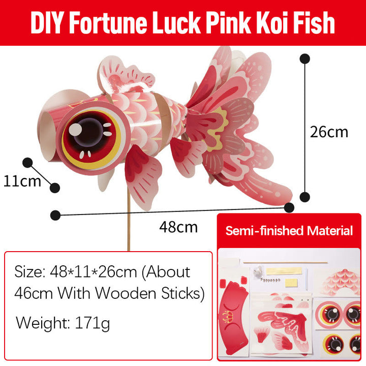 Buddha Stones fai da te Fortuna Koi Pesce Lanterna di carta Lampada Festa di metà autunno Bambino Bambini Lanterna Decorazione