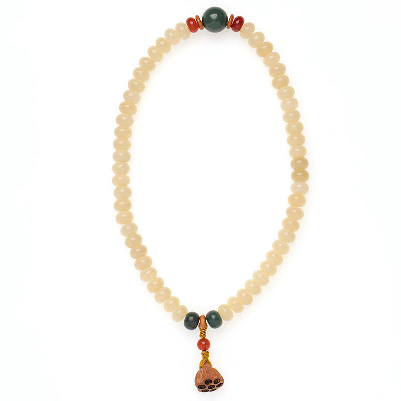 Braccialetto doppio giro Buddha Stones Bodhi Seed Lotus Baccello Charm Peace