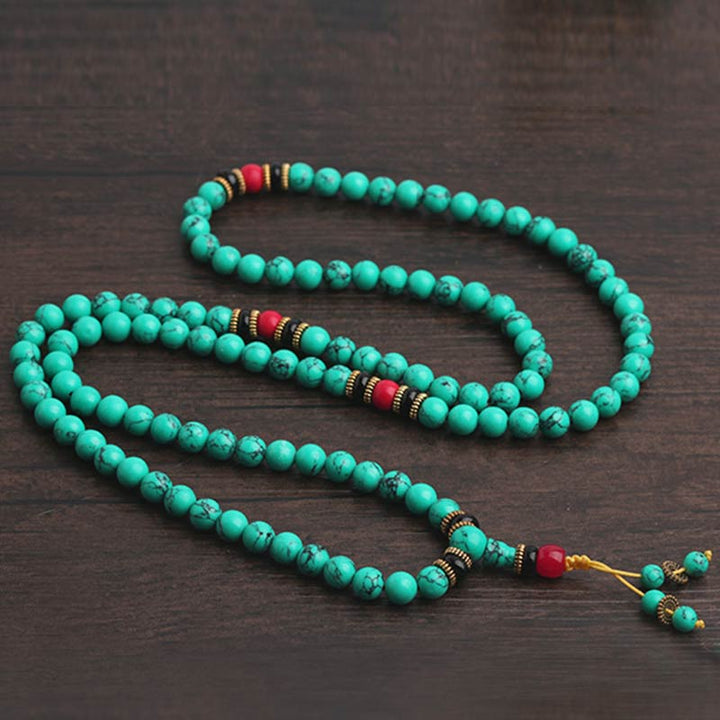 Bracciale Mala di guarigione in turchese tibetano Buddha Stones