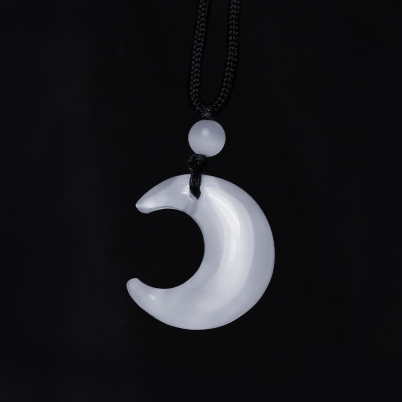 Buddha Stones Argento Naturale Lucentezza Ossidiana Selenite Cristallo Mezzaluna Yin Yang Coppia Protezione Collana Pendente - image 12