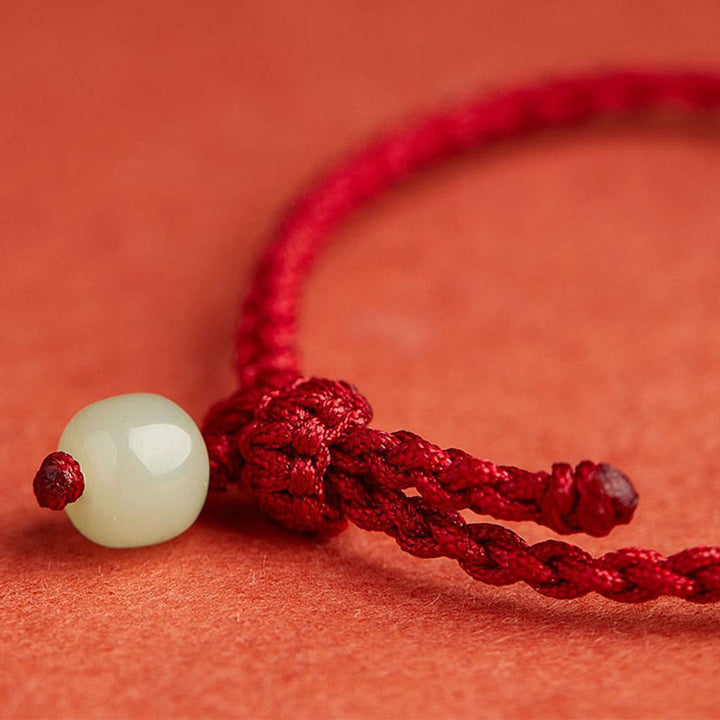 Braccialetto con corda Buddha Stones Round Peace Buckle Jade Lotus Happiness Abbondanza Ricchezza - image 7