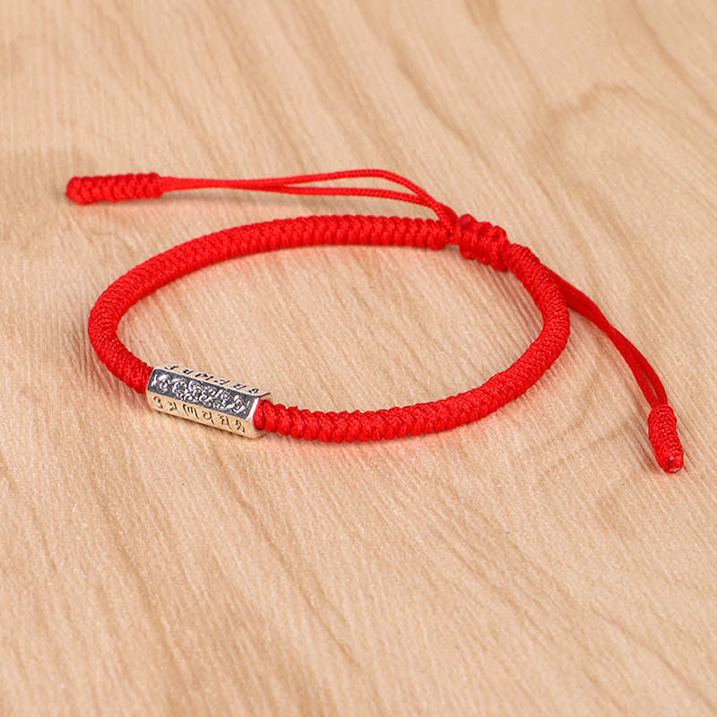 Braccialetto con corda rossa Buddha Stones Om Mani Padme Hum Luck Protection