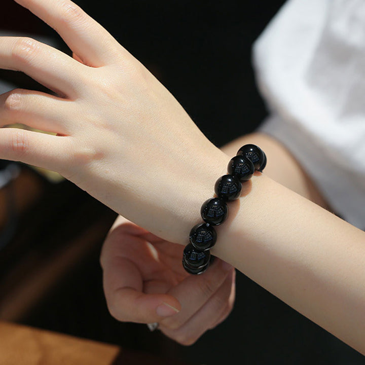 Bracciale Buddha Stones Onice Nero Naturale Fortuna