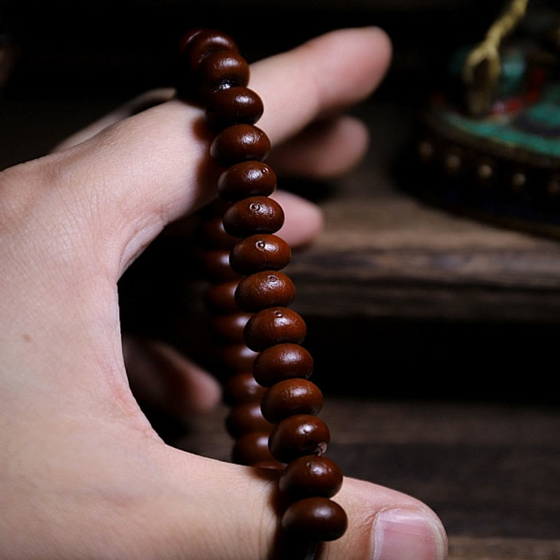 Buddha Stones Tibet naturale 108 Mala Beads Viola Bodhi Seed Three-eyed Dzi Bead Rame Dorje Harmony Bracciale