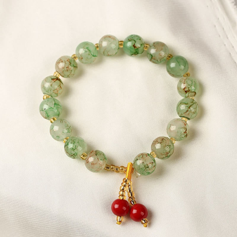 Braccialetto di armonia con perline di vetro Liuli Buddha Stones Blessing