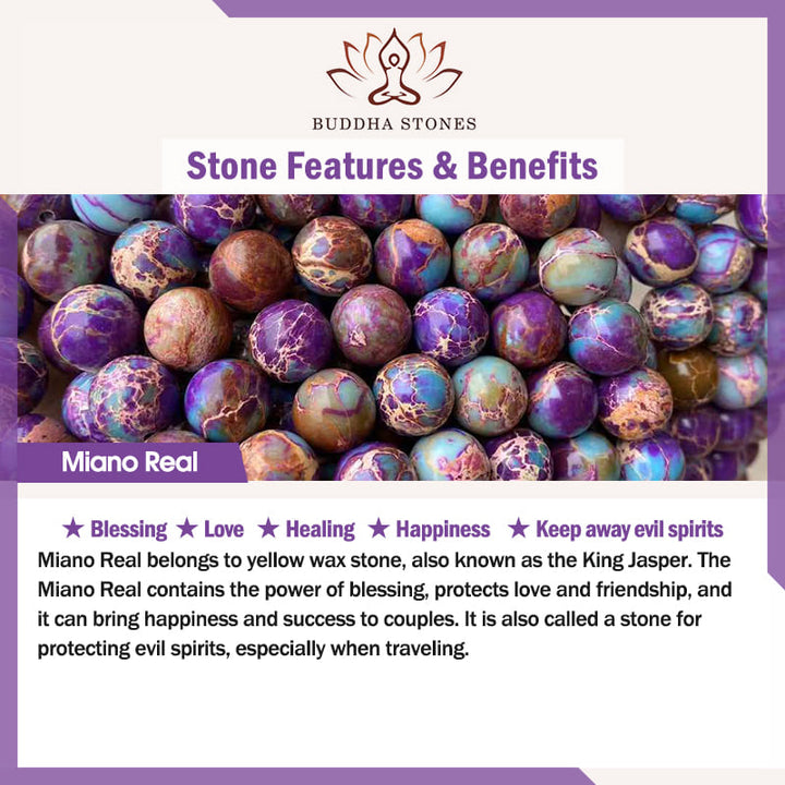 Buddha Stones Tibetano Viola Miano Perline Vere Armonia Loto Mala