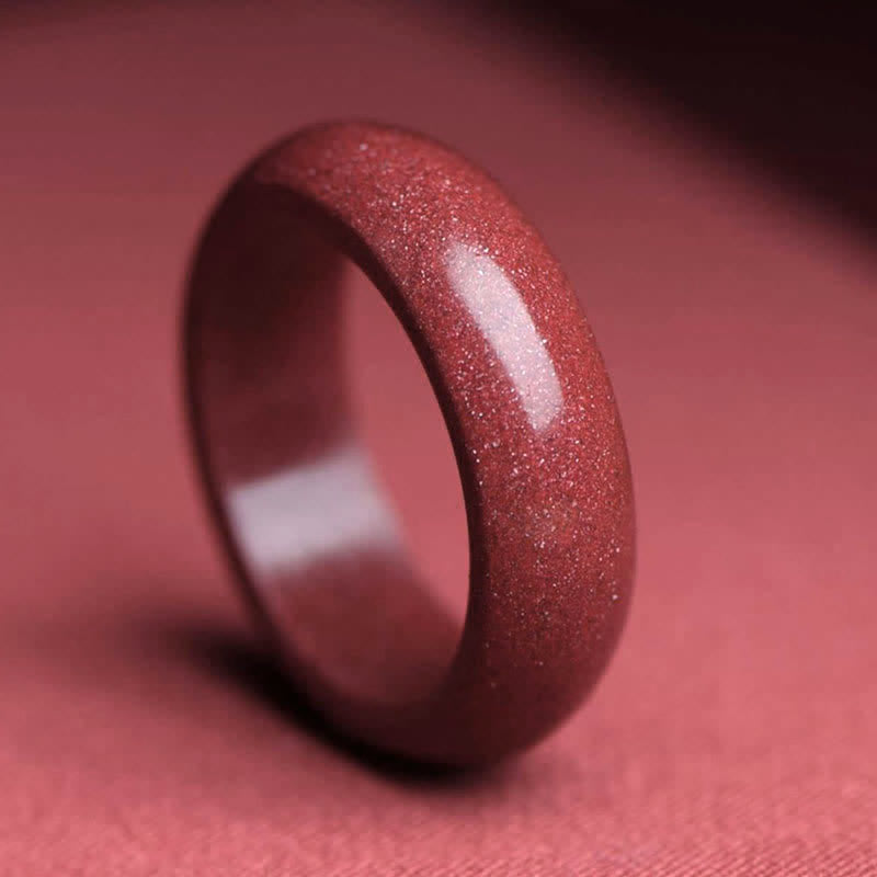 Anello di benedizione Buddha Stones Cinnabar Om Mani Padme Hum Nuvole di buon auspicio - Cinabro - 22 mm - image 1