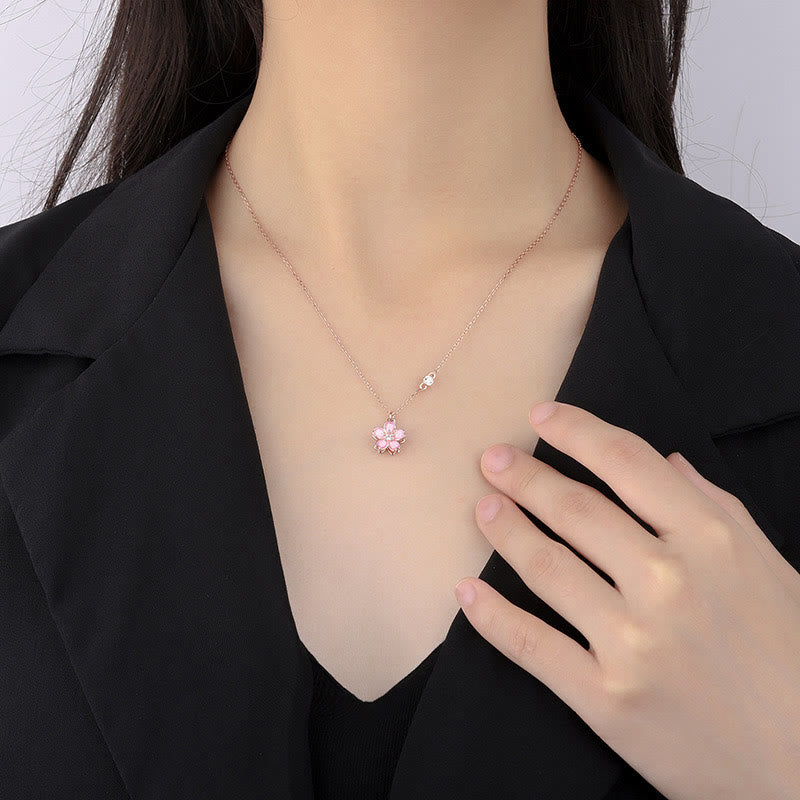 Collana con ciondolo a forma di fiore di ciliegio in argento sterling 925 con Buddha Stones e protezione girevole - image 7