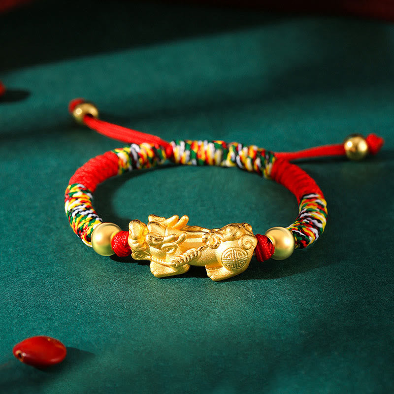 Buddha Stones per bambini in argento sterling 999 PiXiu Wealth King Kong Knot String Braided Kids - image 4