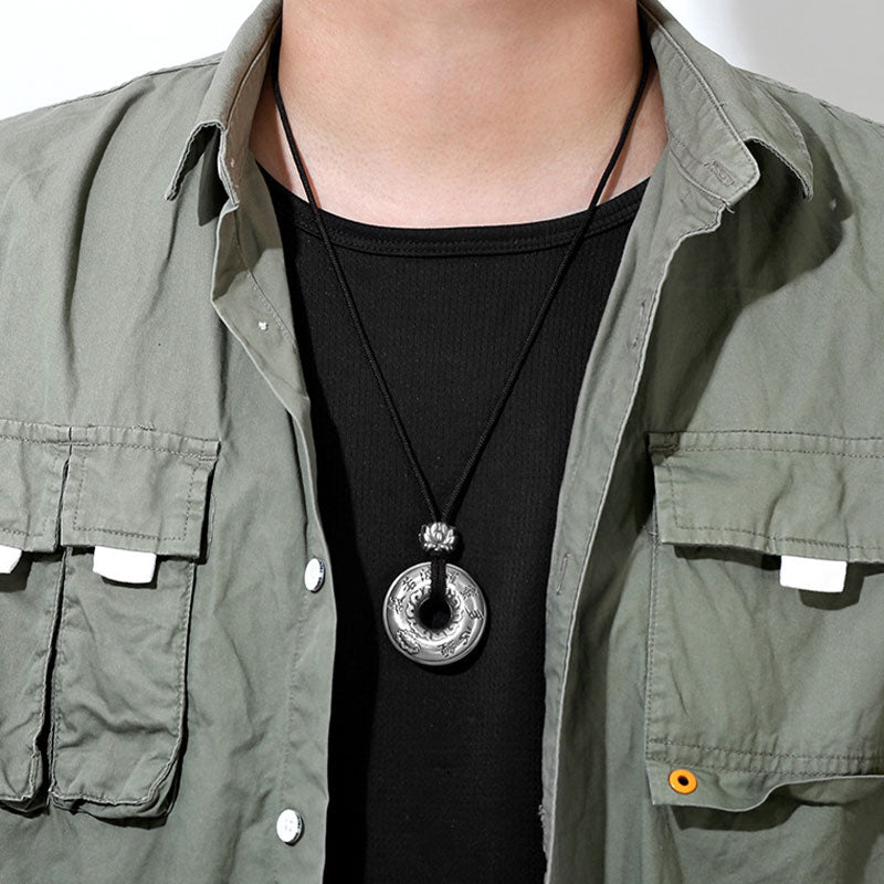 Collana con ciondolo a forma di fibbia della pace con cuore in argento sterling 999, Buddha Stones - image 2