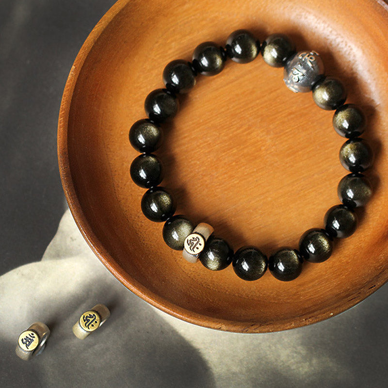 Braccialetto purificante in ossidiana con Buddha Stones e zodiaco cinese - image 10