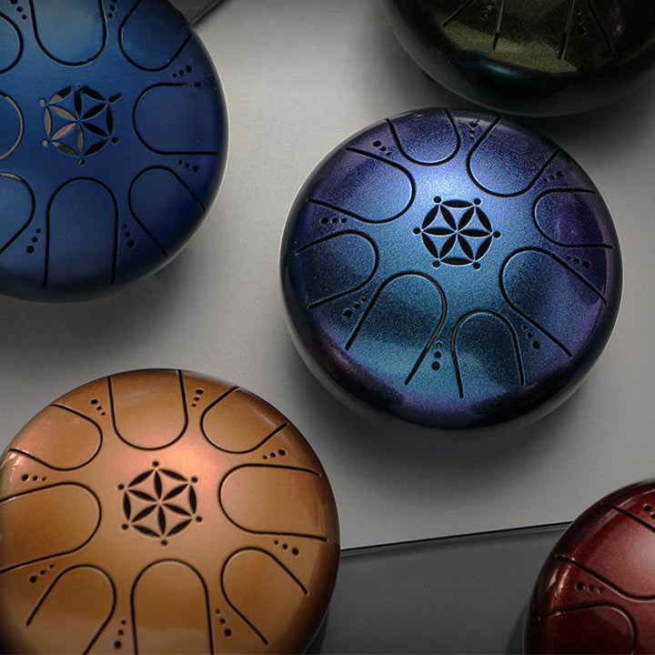 Buddha Stones Steel Tongue Drum Sound Healing Meditazione Yoga Drum Kit 8 Note 5 Pollici con Borsa per il Trasporto