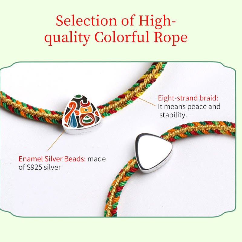 Braccialetto Buddha Stones 925 Sterling Silver Dragon Boat Festival Fu Character Zongzi Pattern Luck fatto a mano multicolore per bambini e adulti