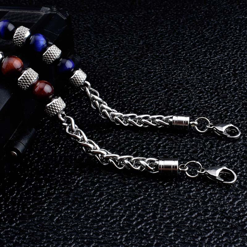 Buddha Stones Bracciale coraggio con perline in occhio di tigre e onice nero - image 13